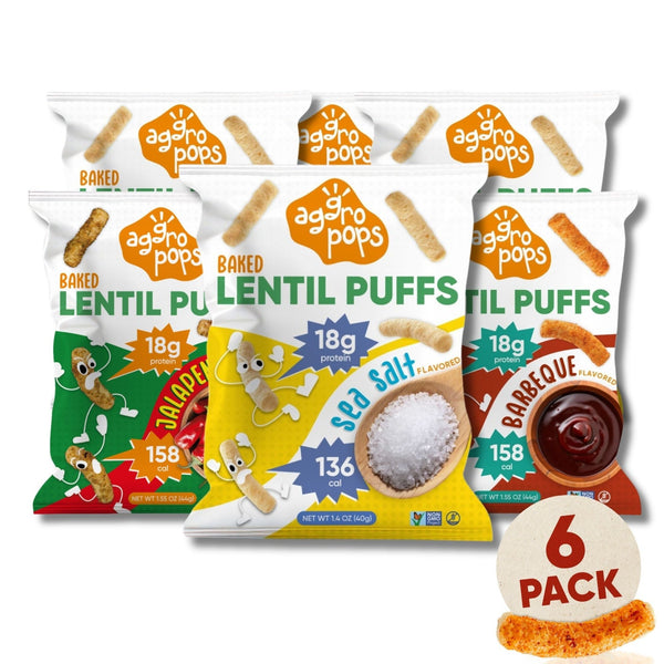 Aggropops Lentil Puffs | FREE SHIPPING| 18g protein & 158 Cal per bag! - Vegan America