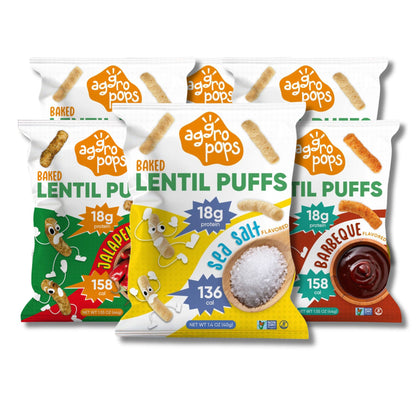 Aggropops Lentil Puffs | FREE SHIPPING| 18g protein & 158 Cal per bag!