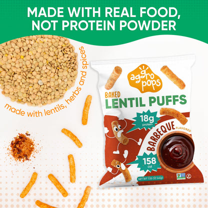 Aggropops Lentil Puffs | FREE SHIPPING| 18g protein & 158 Cal per bag!