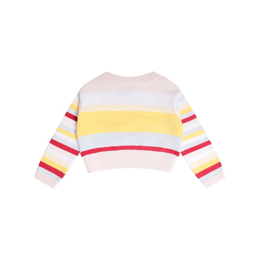 Knitted Baby Sweater in Pastel Stripes