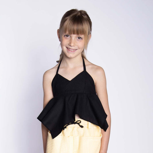 Kids Black Asymmetrical Top