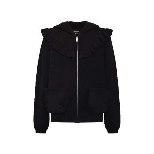 Knitted Kids Hoodie in Black