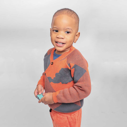 Baby Cardigan in Blue and Orange