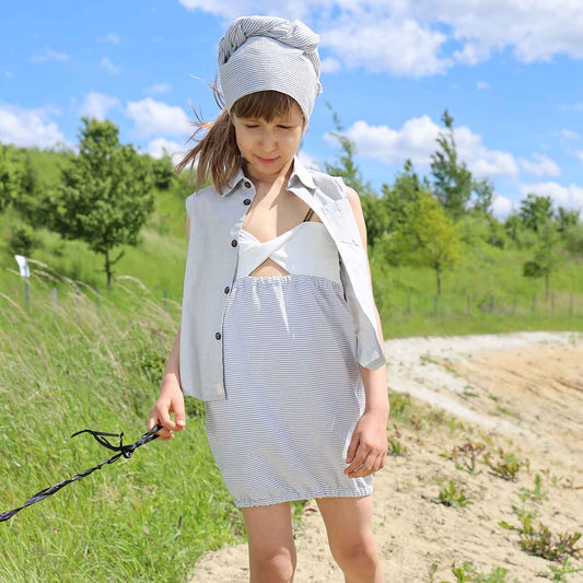 Girls Striped Strap Dress