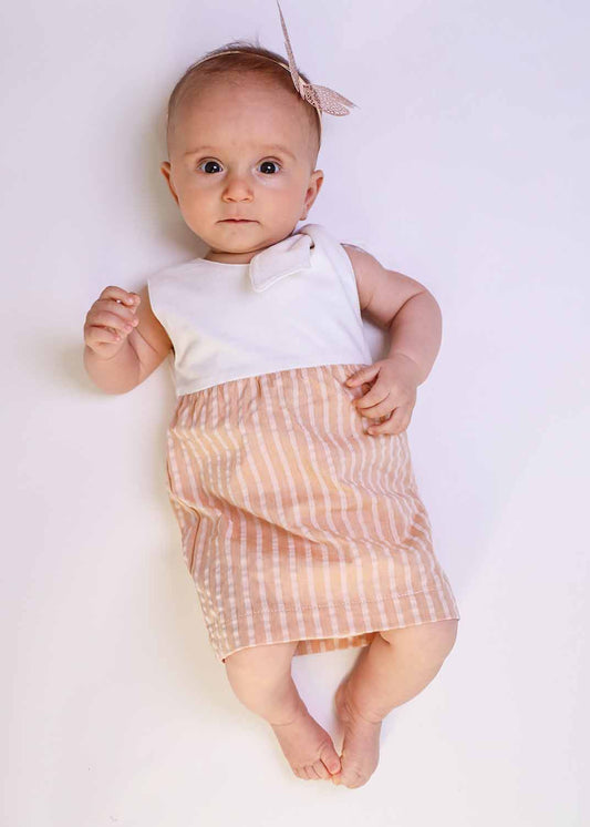 Baby Dress in Peach and White