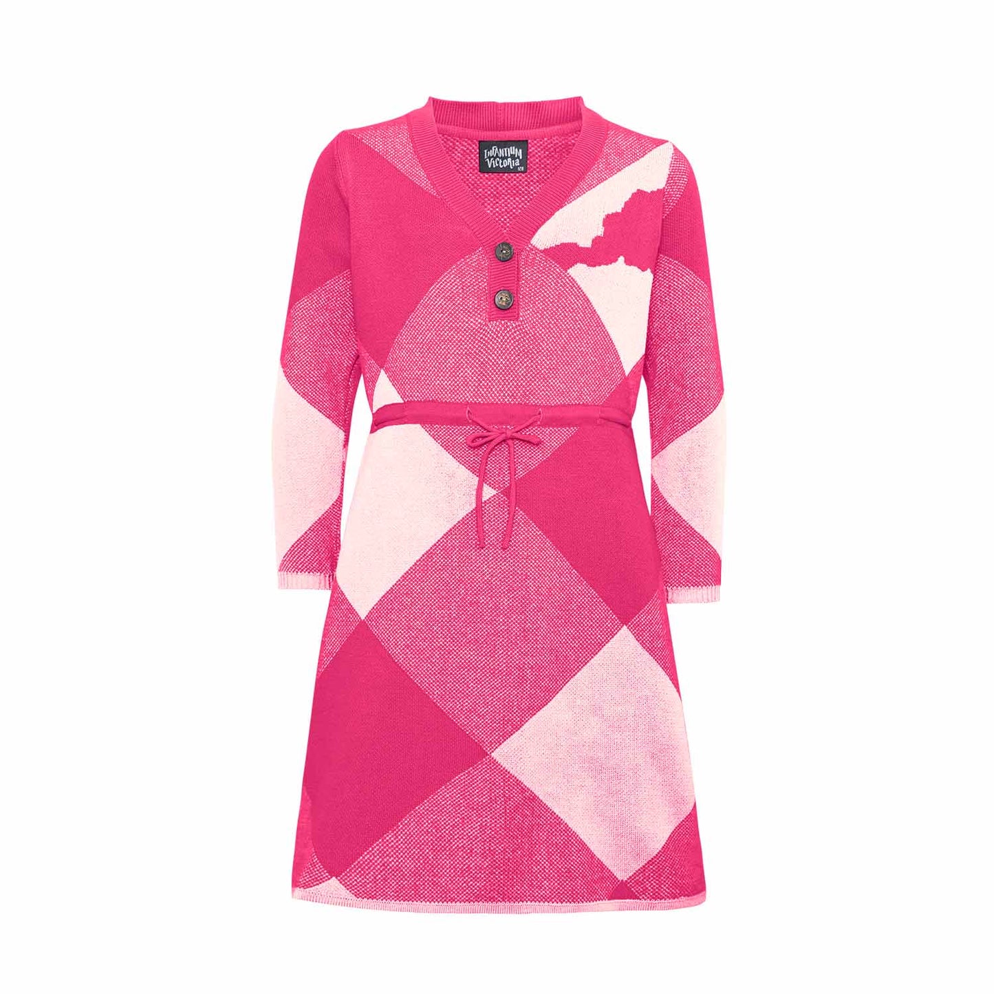 Pink and White Girls Sweater Dress