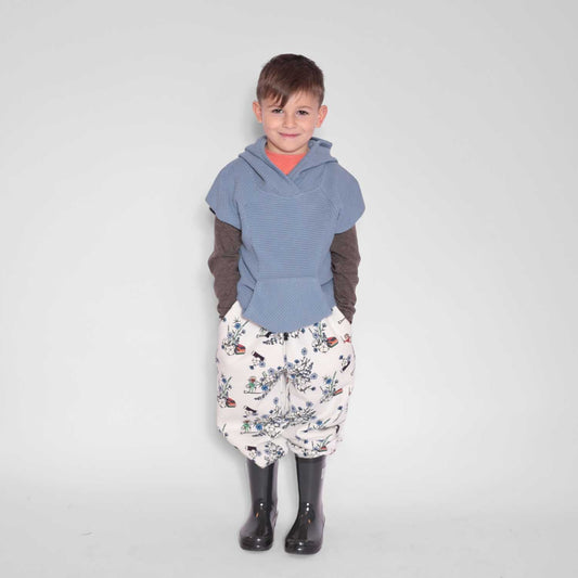Girl and Boy Shorts in White Print