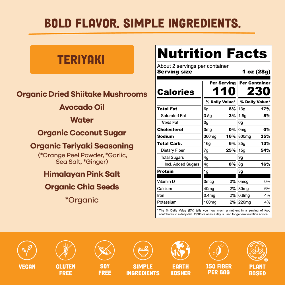 Teriyaki Mushroom Jerky - Vegan America