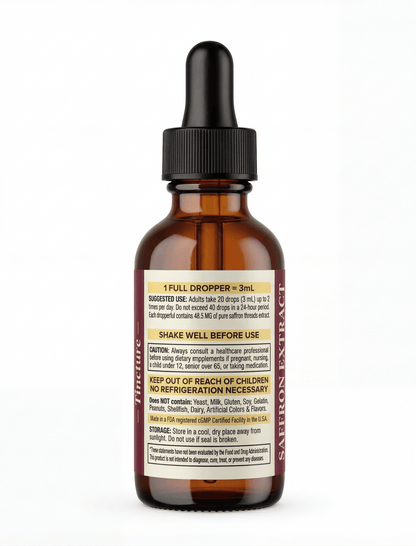 Premium Saffron Extract Tincture (Made With Pure Heray Saffron Threads) - Vegan America