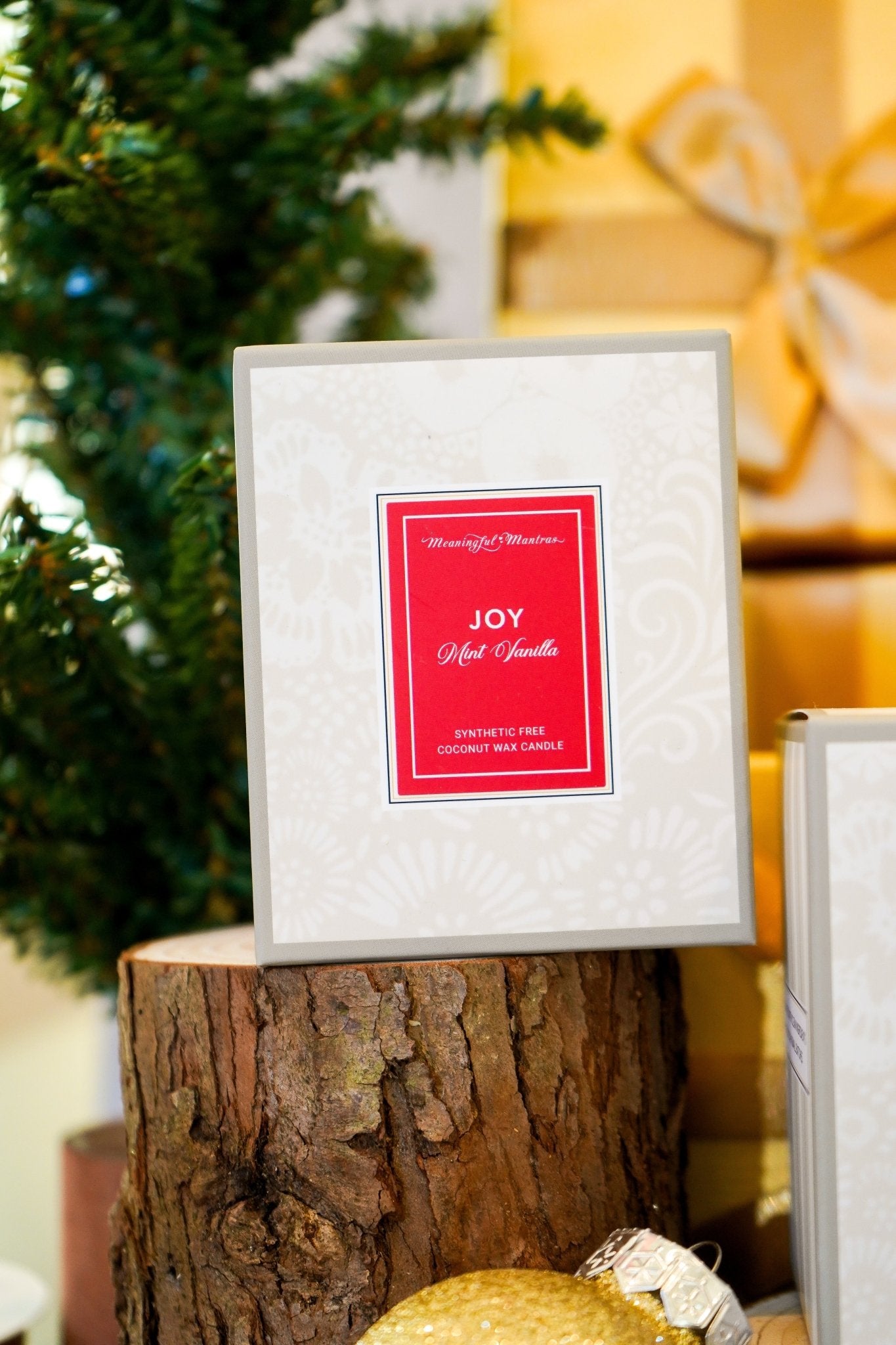 Joy Mint Vanilla Candy Cane Natural Candle 8oz Kaia Collection - Vegan America