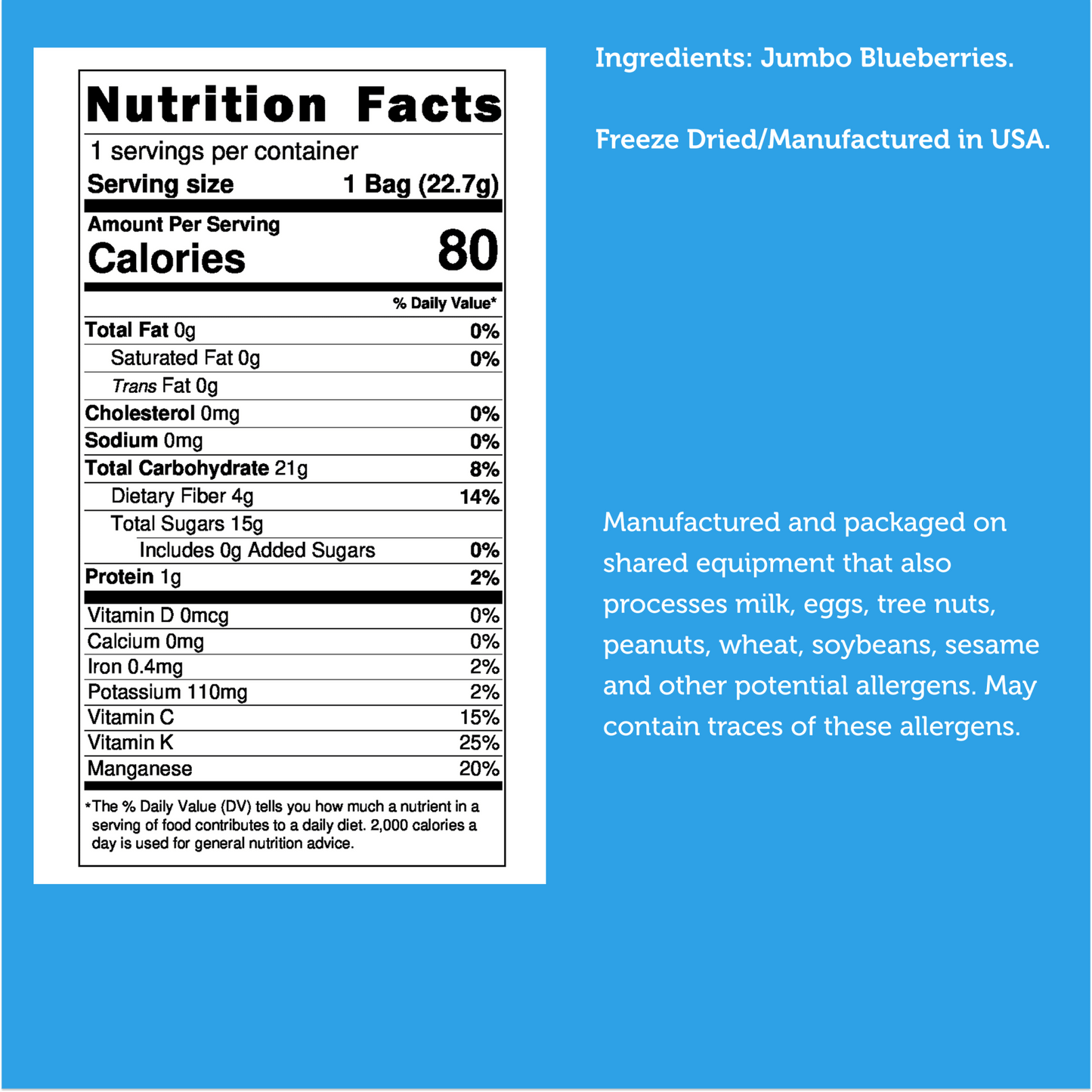 Freeze Dried JUMBO Blueberries - Vegan America