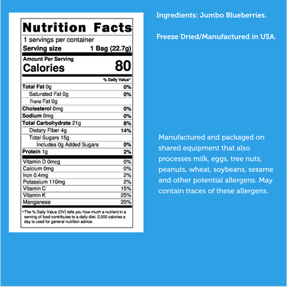 Freeze Dried JUMBO Blueberries - Vegan America