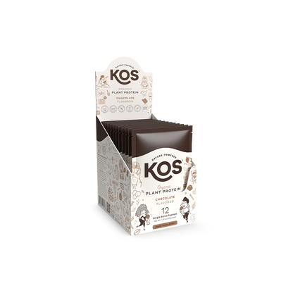 KOS Organic Plant Protein, Chocolate, 12 Count