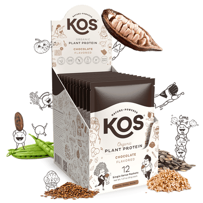 KOS Organic Plant Protein, Chocolate, 12 Count