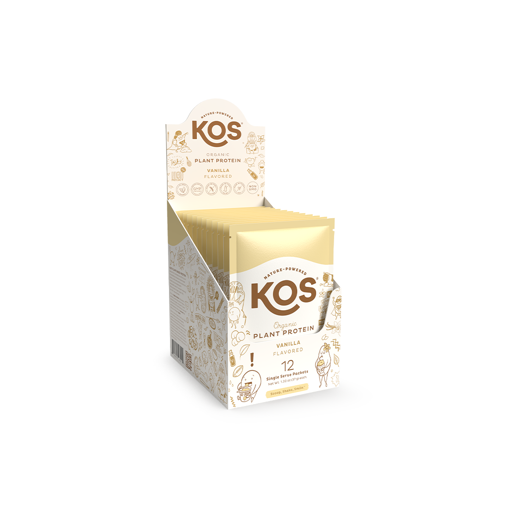 KOS Organic Plant Protein, Vanilla, 12 Count