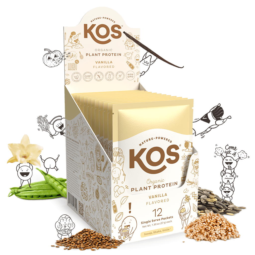 KOS Organic Plant Protein, Vanilla, 12 Count