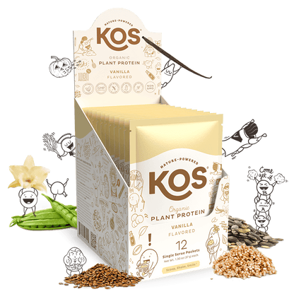 KOS Organic Plant Protein, Vanilla, 12 Count