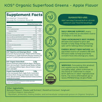 KOS Organic Superfood Greens - Apple Flavor