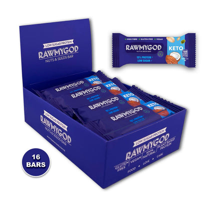 RAWMYGOD Ketogenic Protein Raw Nut & Seed Bar, Box of 12