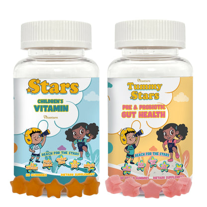 VitaStars Kids Growth & Gut Health Bundle – Daily Multivitamin Gummies + Prebiotic and Probiotic Gummies – Gluten Free Vegan, 2 Pack - Vegan America