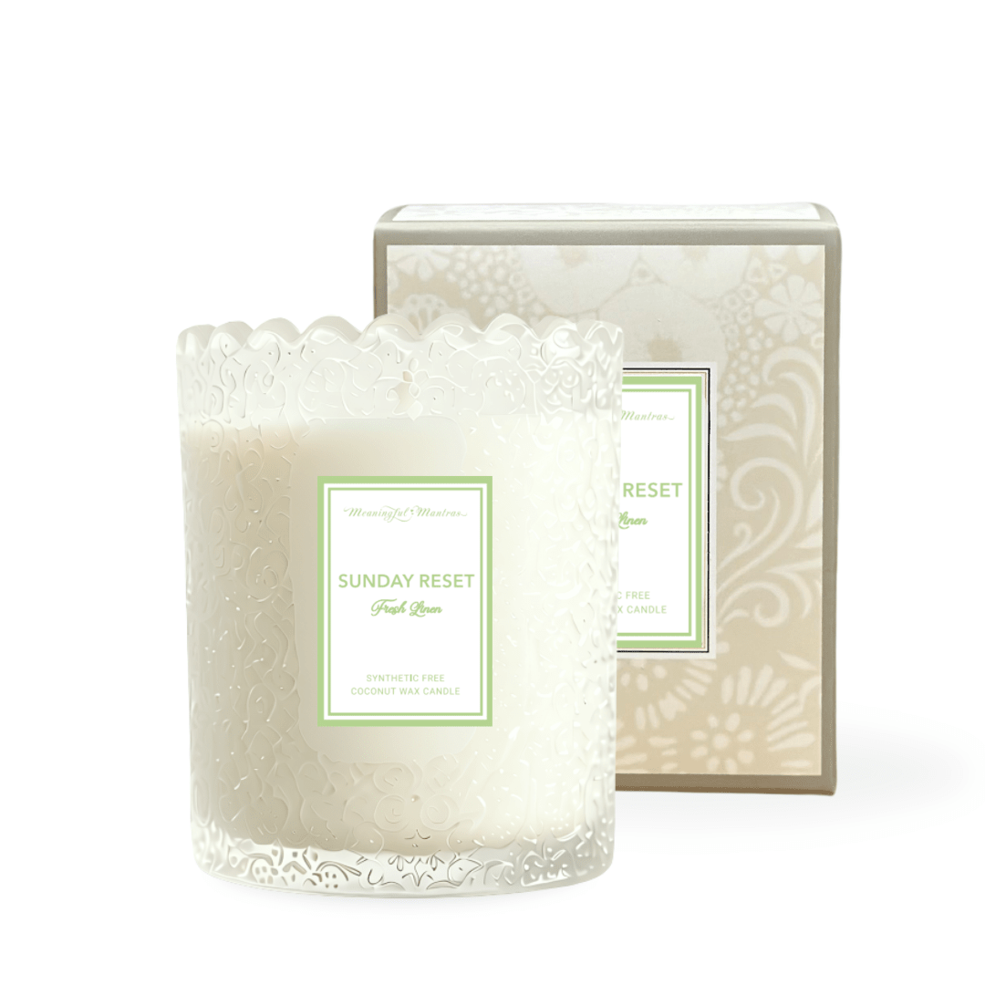 Sunday Reset Fresh Linen Natural Candle 8oz Kaia Collection - Vegan America