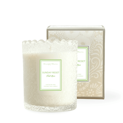 Sunday Reset Fresh Linen Natural Candle 8oz Kaia Collection - Vegan America