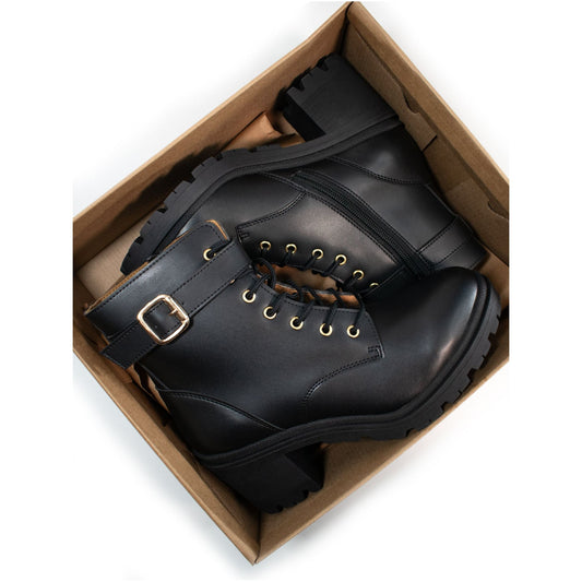 Lace Up Track Sole Booties