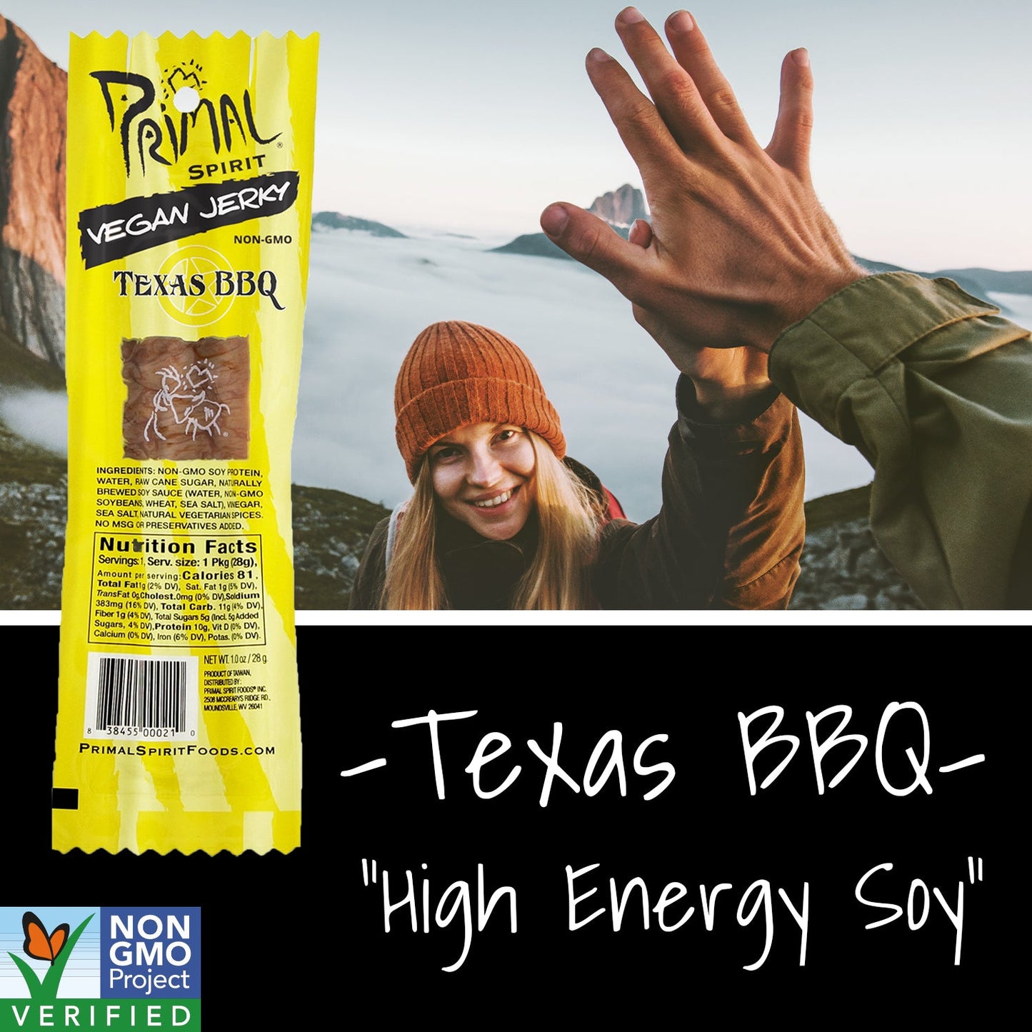 Primal Spirit Vegan Jerky - TEXAS BBQ