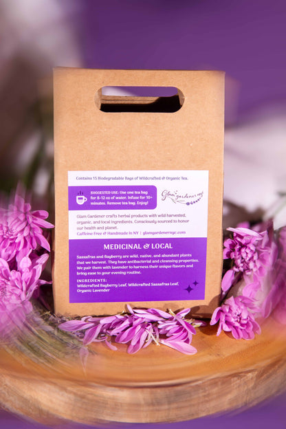LAVENDER DREAMS | Soothing, floral evening pre-bagged tea with Wildcrafted Sassafras, Bayberry & Organic Lavender