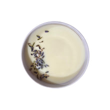 Lavender Wickless Candle Inside shows lavender buds on top of the wax