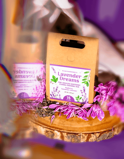 LAVENDER DREAMS • Soothing, floral evening pre-bagged tea with Wildcrafted Sassafras, Bayberry & Organic Lavender