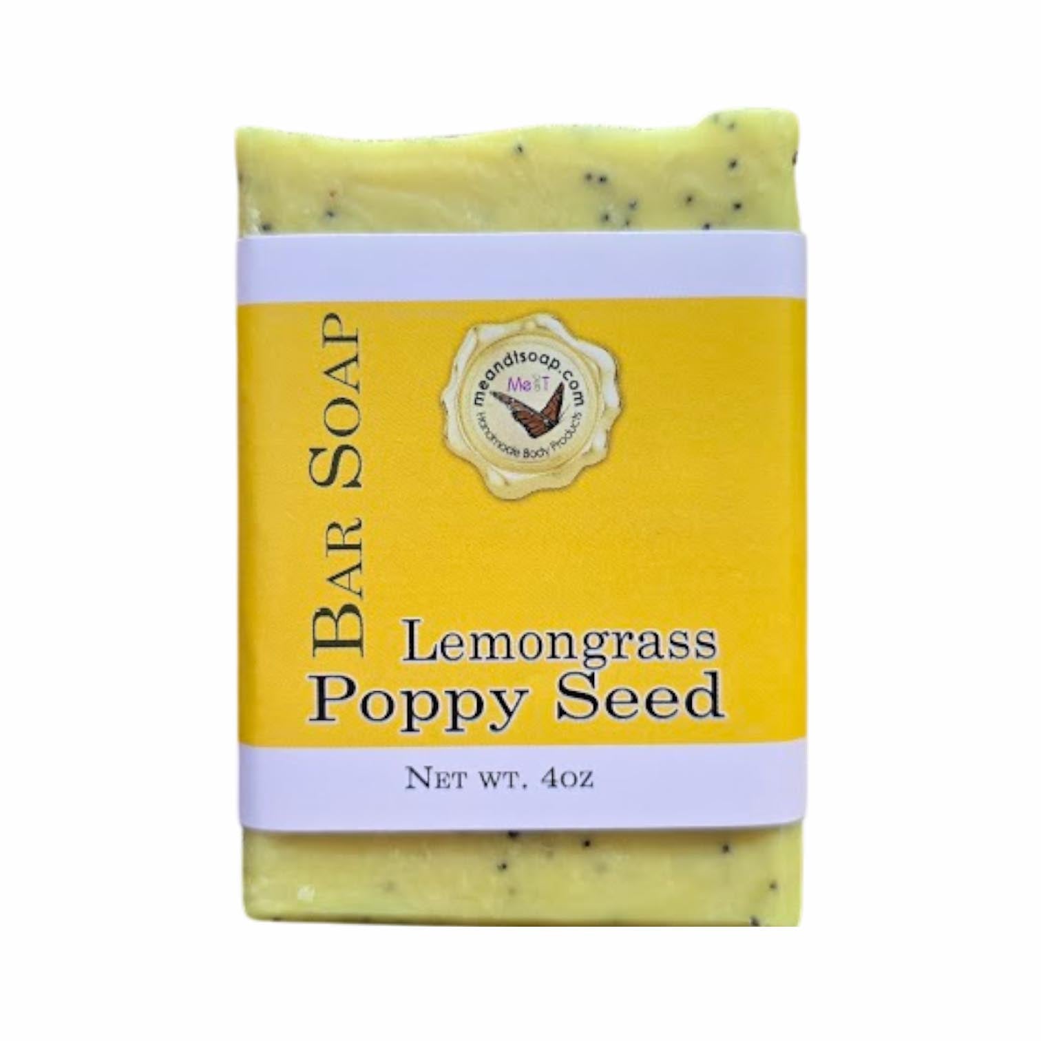 Lemongrass Poppyseed Bar Soap image with a yellow label