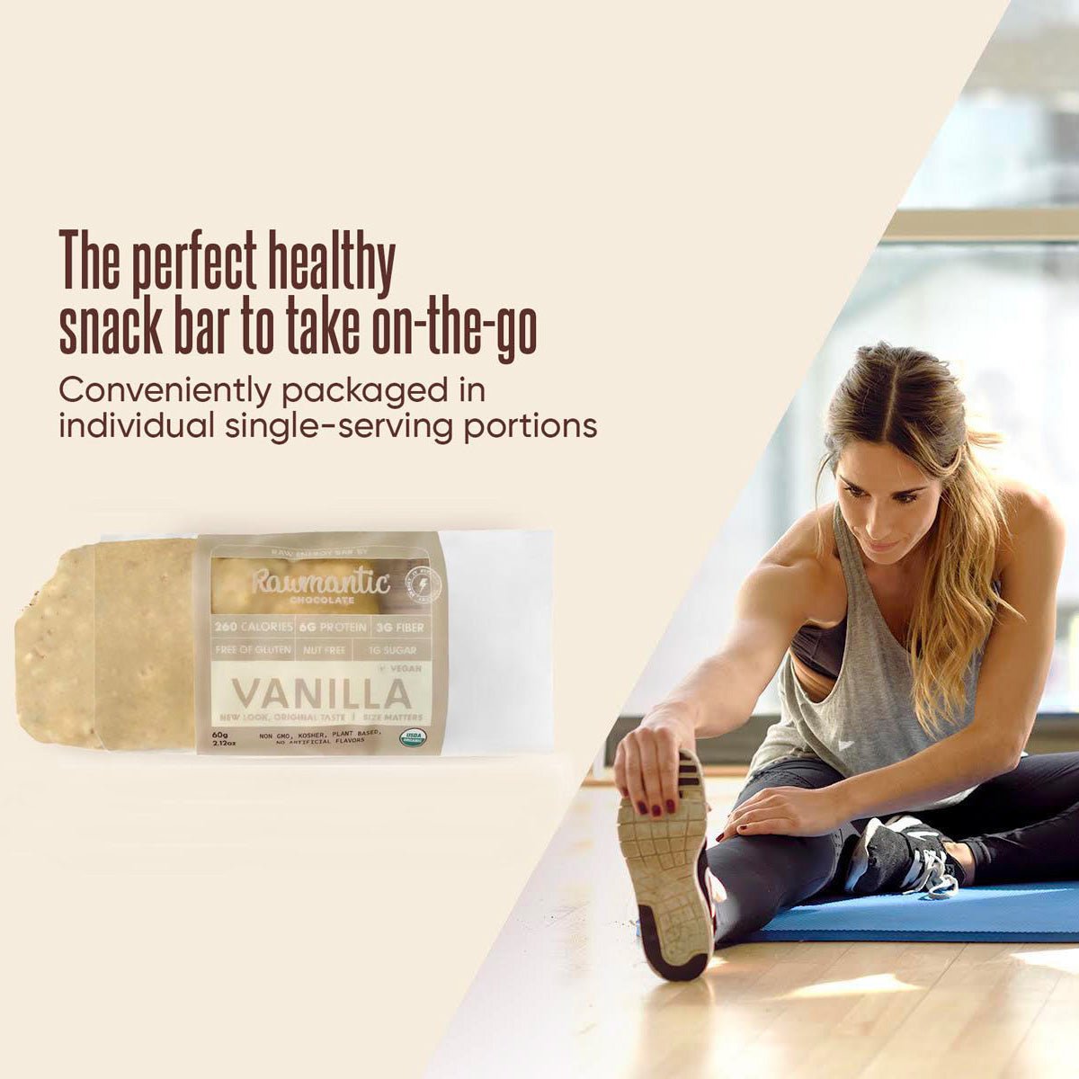 Fitness Vanilla sugar - free Healthy Snack Bar on the go 6 or 12 Pack - Vegan America