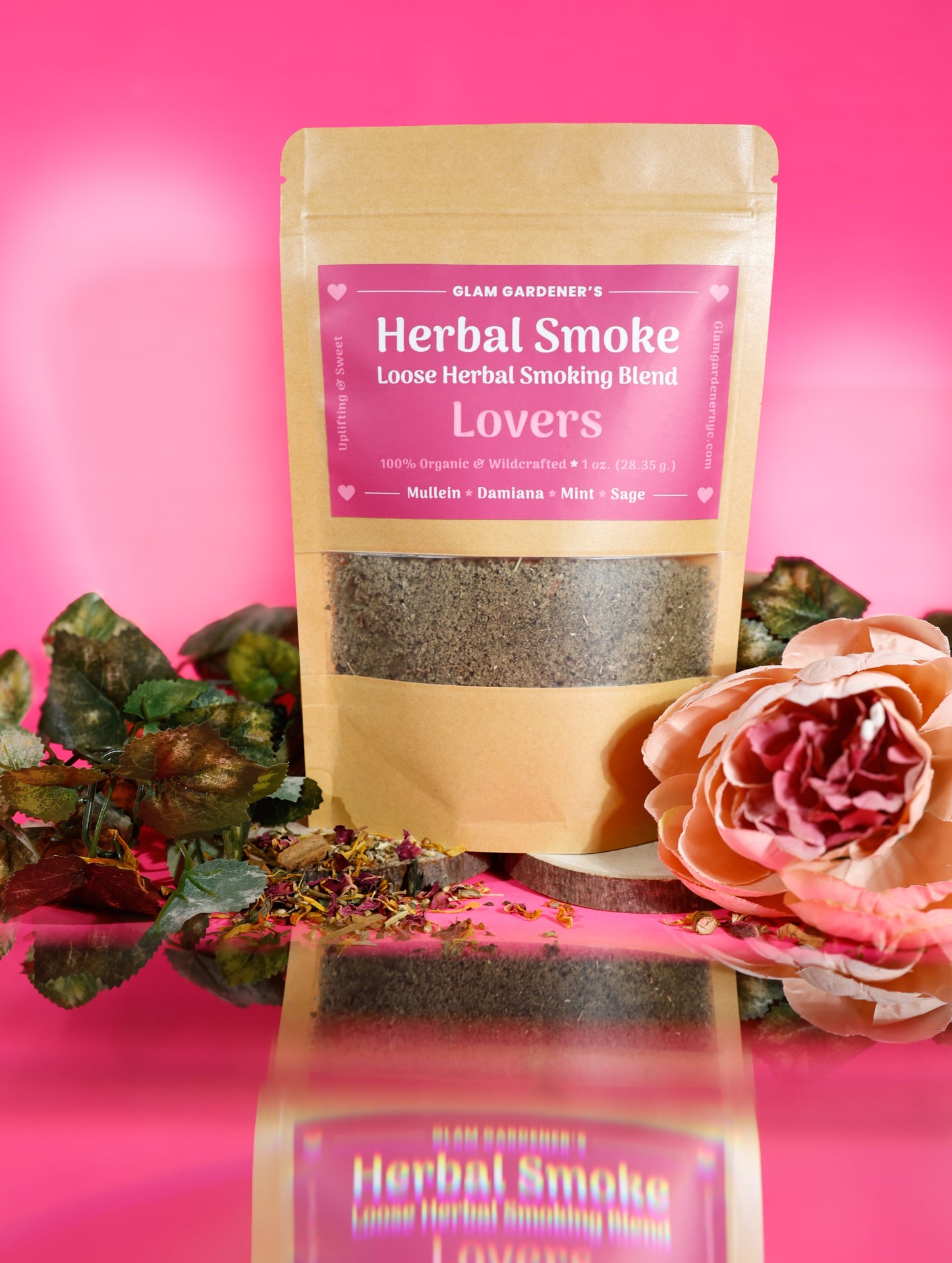 LOVERS | Loose herbal smoking blend with wildcrafted and organic mullein, damiana, mint, and sage designed for lovers, aphrodisiac, and uplifting