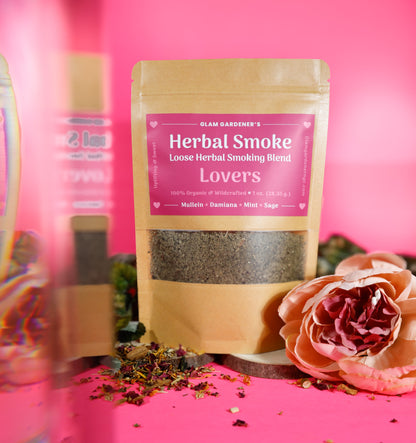 LOVERS | Loose herbal smoking blend with wildcrafted and organic mullein, damiana, mint, and sage designed for lovers, aphrodisiac, and uplifting