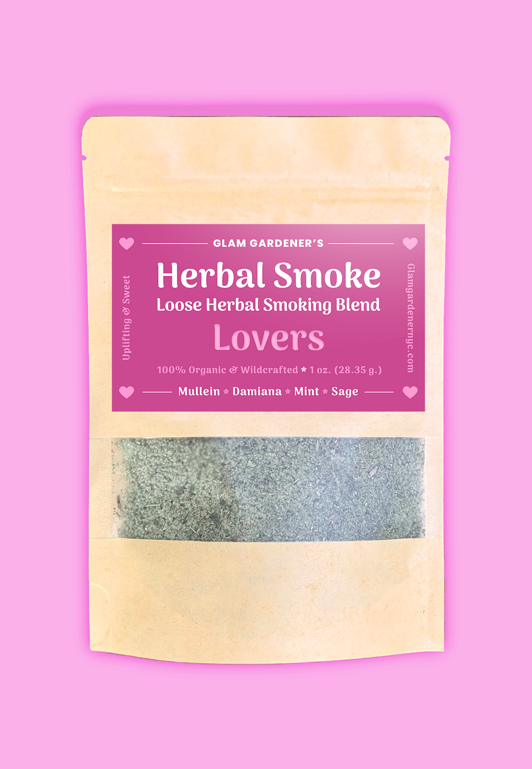 LOVERS | Loose herbal smoking blend with wildcrafted and organic mullein, damiana, mint, and sage designed for lovers, aphrodisiac, and uplifting