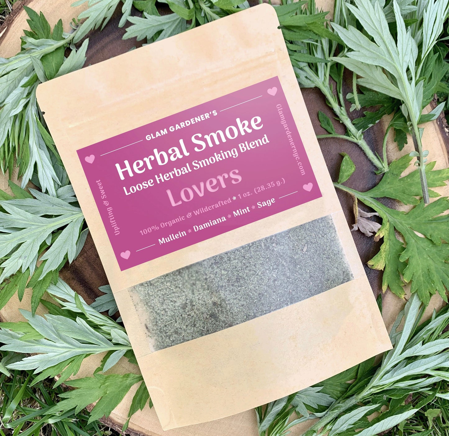 LOVERS | Loose herbal smoking blend with wildcrafted and organic mullein, damiana, mint, and sage designed for lovers, aphrodisiac, and uplifting
