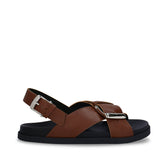 Women's Vegan Flat Sandals Luna Brown - Vegan America