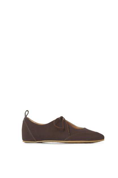 LOUISE – vegan ballerina flats made from plant-based leather in dark chocolate brown
