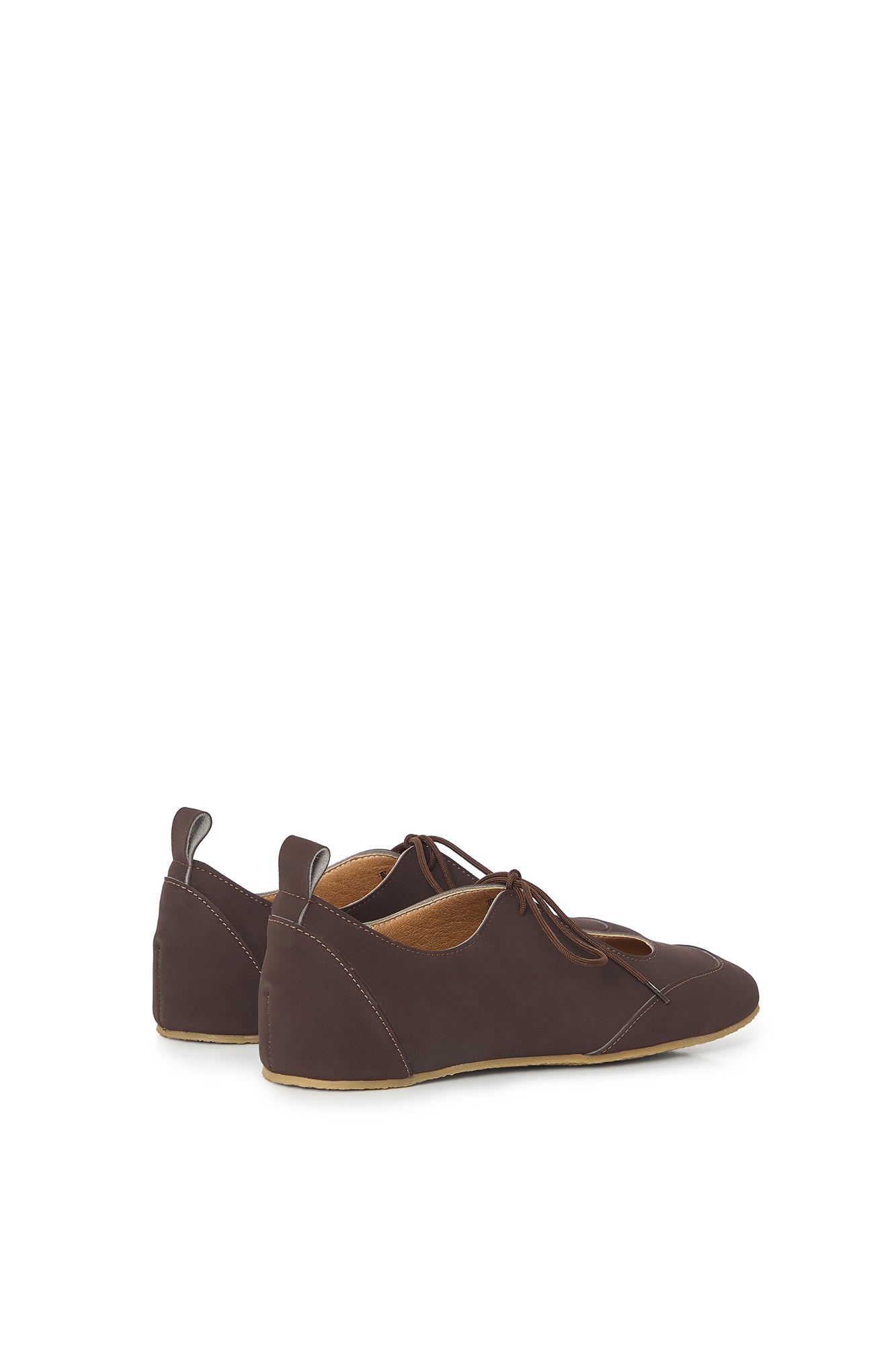 LOUISE – vegan ballerina flats made from plant-based leather in dark chocolate brown