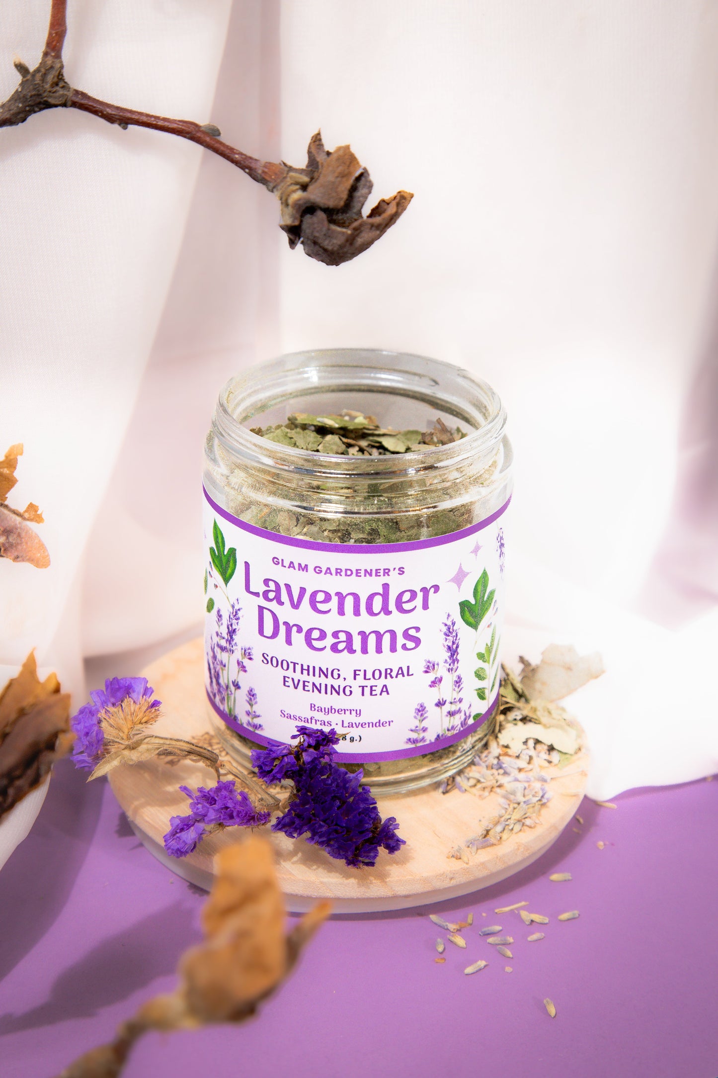 LAVENDER DREAMS | Soothing, floral evening looseleaf tea with Wildcrafted Sassafras, Bayberry & Organic Lavender