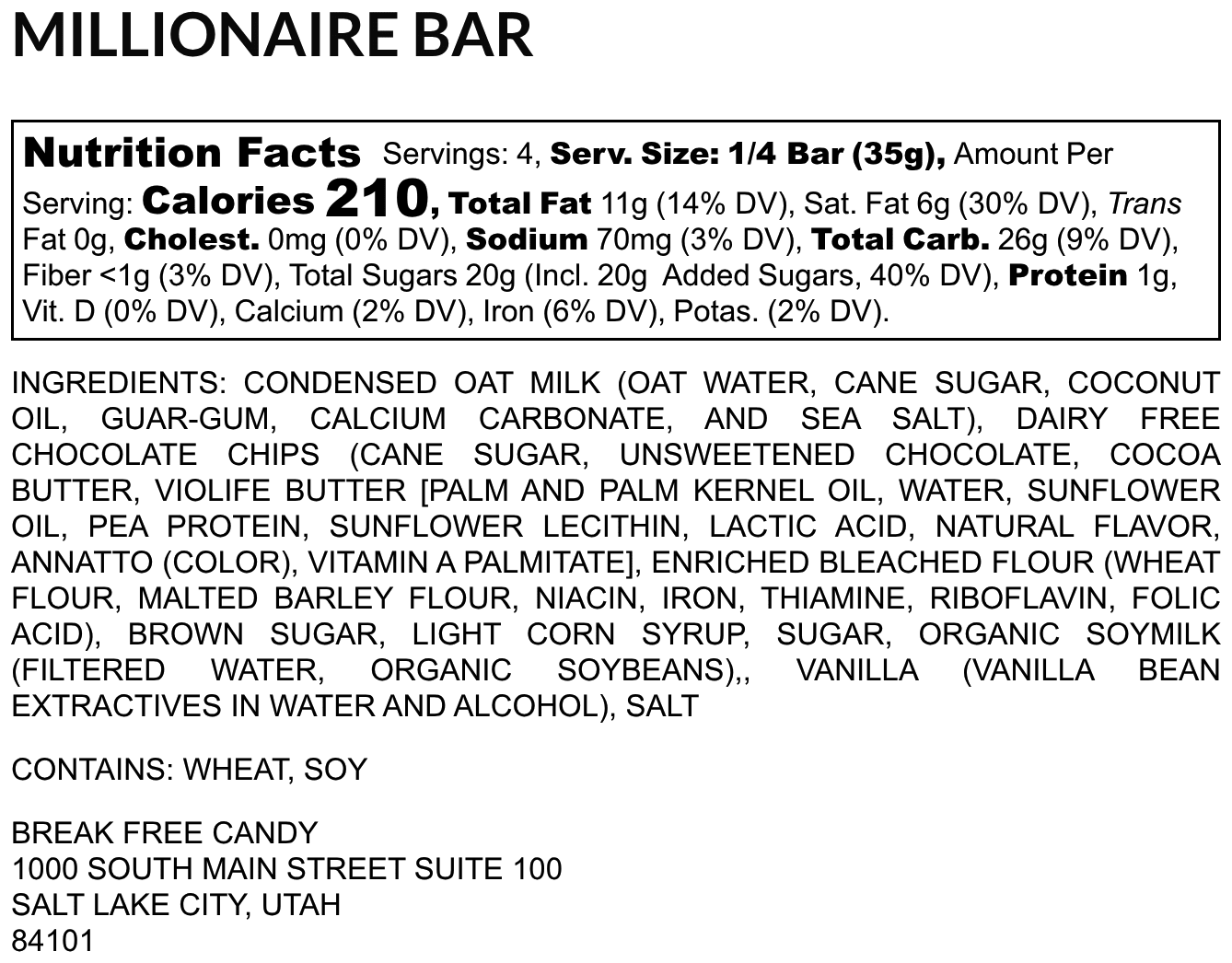Vegan Millionaire Bar - Vegan America