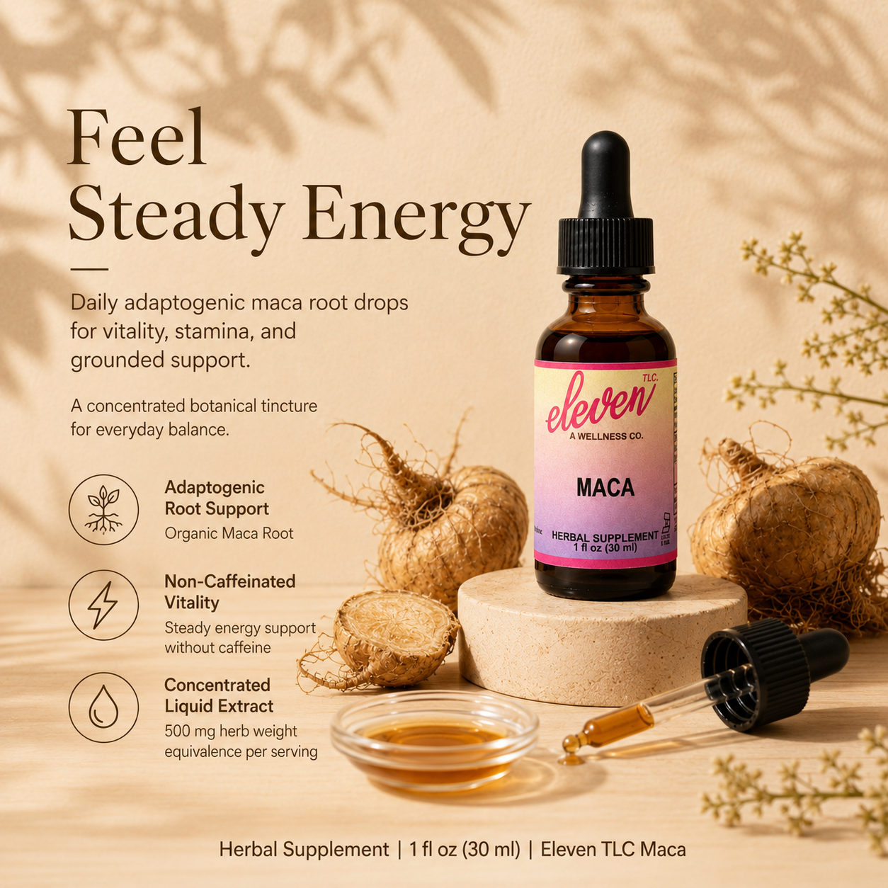 Organic Maca Root Tincture | Energy & Vitality | 1 oz