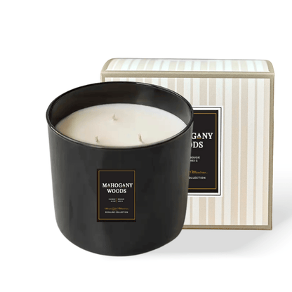 Mahogany Woods Natural 3 - Wick Candle - Vegan America