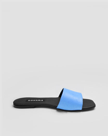 Mellow Slides Shoes Baby Blue, Vegan Corn Leather, Women's