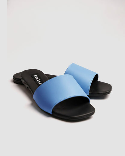 Mellow Slides Shoes Baby Blue, Vegan Corn Leather, Women's