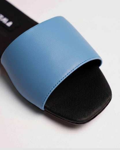 Mellow Slides Shoes Baby Blue, Vegan Corn Leather, Women's