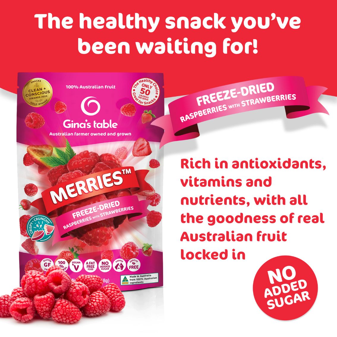 Freeze Dried Raspberries with Strawberries - Vegan America