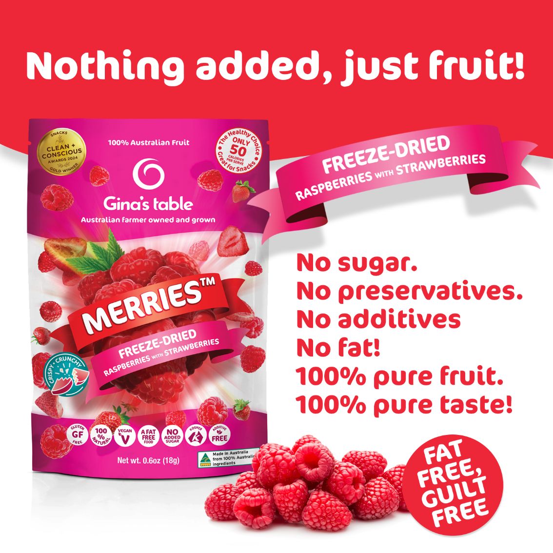 Freeze Dried Raspberries with Strawberries - Vegan America