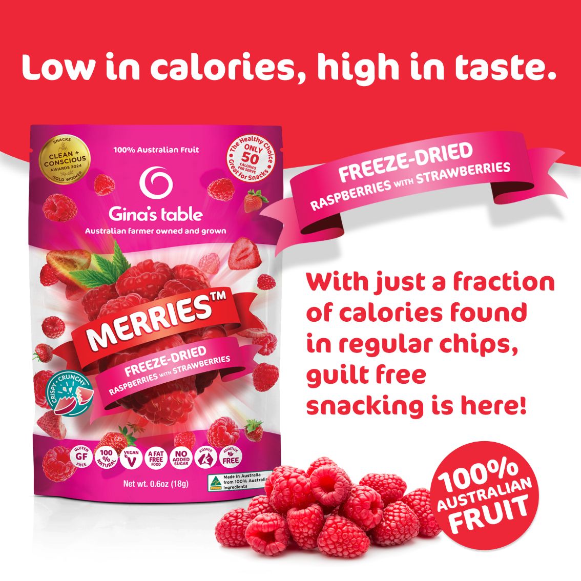 Freeze Dried Raspberries with Strawberries - Vegan America